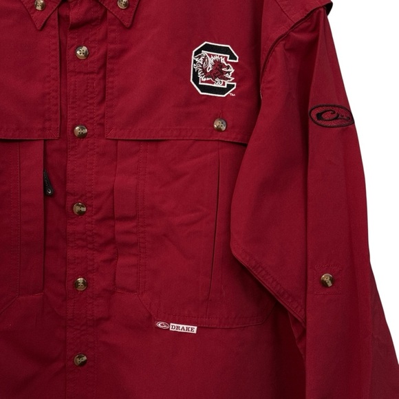Drake Men’s Small South Carolina Gamecocks Garnet Long Sleeve Fishing Shirt - Picture 3 of 8